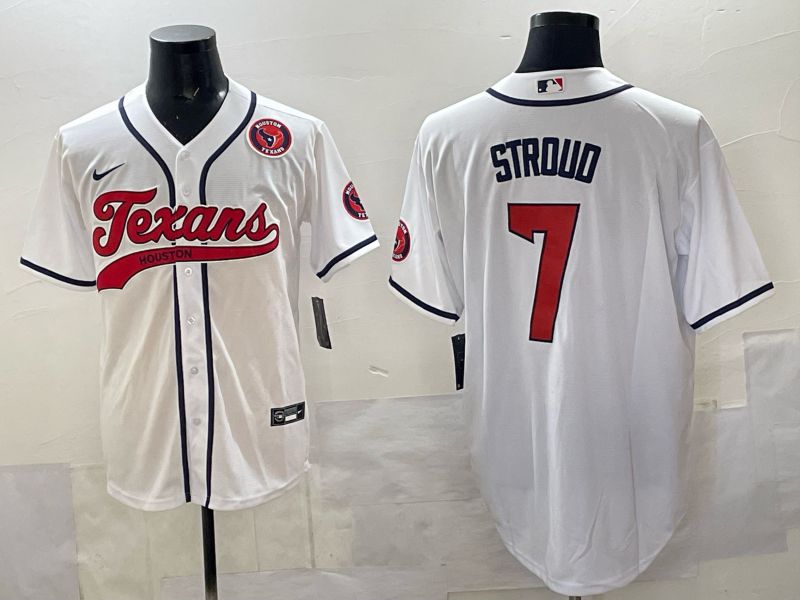 Men 2025 Houston Texans 7 Stroud White Joint Name Nike Limited NFL Jersey style 02